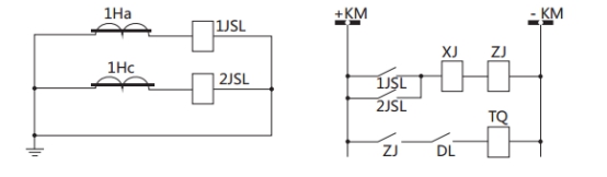 JSL-15繼電器構成的二相式定時限保護的原理圖