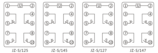 JZ-S/322靜態(tài)可調(diào)延時(shí)中間繼電器內(nèi)部接線圖及外引接線圖
