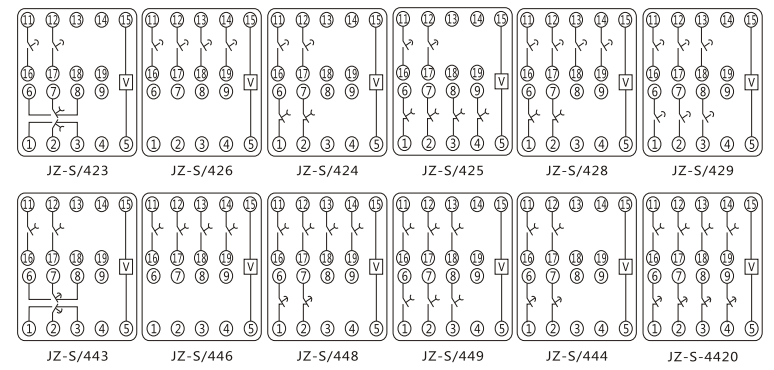 JZ-S/322靜態(tài)可調(diào)延時(shí)中間繼電器內(nèi)部接線圖及外引接線圖
